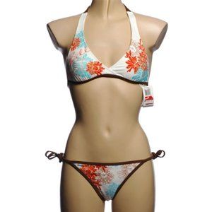 O'Neill White Floral Print String Bikini - XS - NEW